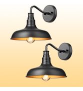 DEWENWILS 2 Pack Gooseneck Barn Outdoor Wall Light, Farmhouse Porch Light | Black Matte, Wall Mou...