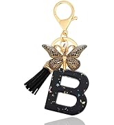 ANHBKAR Initial Letter Keychain, Butterfly Keychain Cute Resin, Initial Keychain Backpack Charms,...