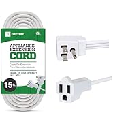 Heavy Duty Appliance Extension Cord, 14 AWG - 3 Prong Grounded Flat Plug, White Power Wire for In...