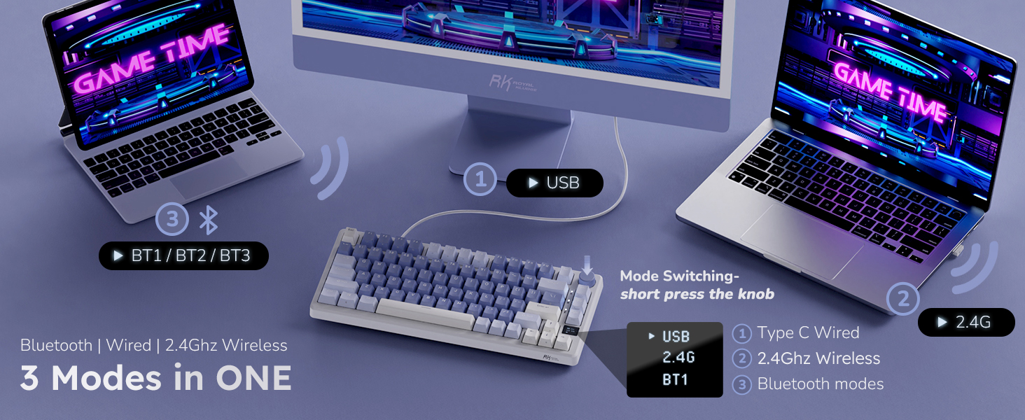 Tri-modes gaming keyboard