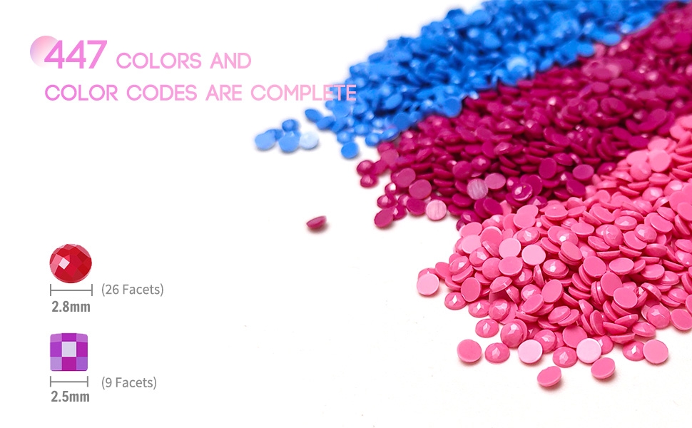 447 colors and color codes are complete.Round size: 2.8mm, Square size: 2.6mm.