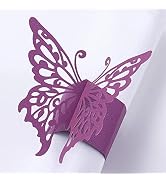 MORGIANA 3D Butterfly Napkin Ring, 50pcs Matt Disposable Paper Napkin Holders for Weddings Party ...