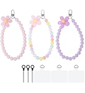 AULEEP 3PCS Phone Charm for Women Girls, Flower Phone Wrist Strap Cute Phone Wristlet Crystal Bea...