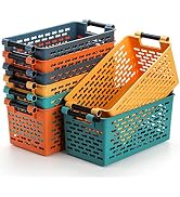 Yesland 8 Pack Plastic Storage Basket for Shelves, 12 x 6 x 5 Inches Basket Organizer Bin with Ha...