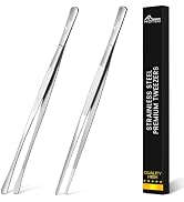 Hotec Kitchen Tweezers Stainless Steel Fine Kitchen Tongs for Cooking, Extra-Long Kitchen Tweezer...