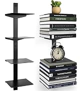 ART-GIFTREE Invisible Floating Bookshelf for Wall Mounted, 4 Tier Vertical Spine Book Tower, Heav...