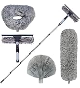 4 Pack 20+ Feet High Reach Dusting Kit with 3-14 ft Spliceable Pole //2 in 1 Window Cleaning Kit ...