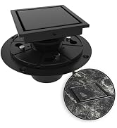 WEBANG 4 Inch Shower Square Drain Black Floor Drain with Flange Reversible 2-in-1 Cover Tile Inse...