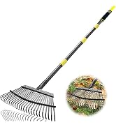 Coopvivi Garden Leaf Rakes, 6FT Rakes for Lawns Heavy Duty 25 Metal Tines 18.5 inch Wide, Adjusta...