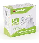 ValueGuard Large Trash Bags 13 Gallon Tall Kitchen Drawstring 100% Post-Consumer Recycled Garbage...