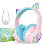 LOBKIN Kids Bluetooth Headphones,Over Ear Kids Headphones Wireless with Mic 50H Playtime Colorful...
