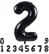 TONIFUL 40 Inch Black Large Numbers Balloons 0-9,Number 2 Digital 2 Helium Balloons,Foil Mylar Bi...