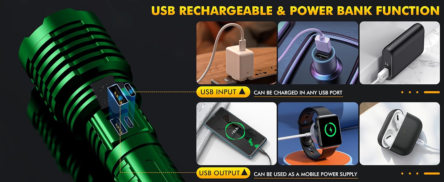 Flashlights with USB Output Function for Emergency