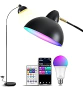 YHW Living Room Floor Lamp Smart Compatible with Alexa&Google, RGB 2700-6500k CCT Dimmable Color ...