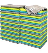 FIXSMITH Microfiber Cleaning Cloth - Pack of 50, Multi-Functional Cleaning Towels, Size: 12 x 16 ...