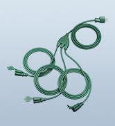 DEWENWILS 40FT (22’+6’*3), 1 to 3 Splitter Outlets, 3 Prong Outlets, Green | 16/3C SJTW Extension...