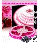 Pink 10 Foot Led Lights Strip Valentines Day Decor Rope Lights Easy DIY Princess Bedroom Cuttable...