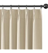 ChrisDowa Natural Full Blackout Curtains Pinch Pleated Curtains with Rings and Hooks Cream Colore...