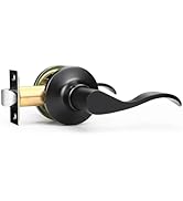 GOBEKOR 1 Pack Passage Door Levers Black Closet Door Handles Keyless Interior Door Handles with L...