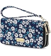 KAMO Wallet for Women Zip Around Phone Wallet Wristlet Travel Long Purse for Women Lady Girl