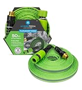 HydroTech FLATJACKET 5/8" 50 ft Garden Hose with Patented Force Control Technology - Flexible, Ki...
