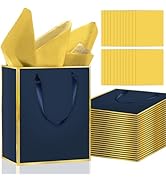 24 Pack Metallic Paper Gift Bags with Handles – Includes Tissue Paper – 8"x5"x10" – Elegant Perso...