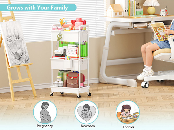 Baby Diaper Caddy Organizer Cart