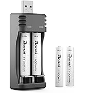 BONAI Rechargeable AAA Batteries with Charger, USB High-Speed Charger for AA AAA Ni-MH Ni-CD Rech...
