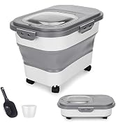 ShineMe 20 Lbs Dog Food Storage Container, Collapsible Pet Food Container with Transparent Lid, M...