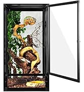 REPTI ZOO 120 Gallon Foldable Reptile Open Fresh Air Aluminum Screen Cage,Black Extra Large Repti...