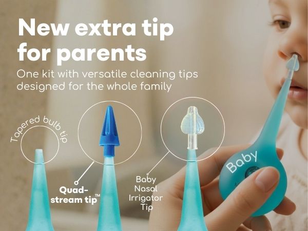 the ear bulb syringe with an extra tip for parents