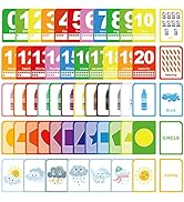 Flash Cards for Toddlers - 52 Double Sides Cards for Numbers, Colors, Shapes & Weather - Learning...