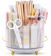 SKYDUE Rotating Pencil Pen Holder, Pen Organizer with 5 Slots - Aesthetic Desk Organizer and Acce...