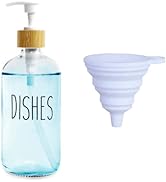 LOOCHICA Dish Clear Glass Soap Dispenser with Plastic Pump, 16 Oz Transparent Dish Soap Dispenser...
