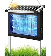 Solar Bug Zapper Outdoor, Jepwe Electric Mosquito Killer 4500V High Powered Mosquito Zapper for I...