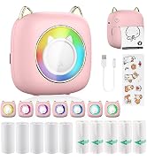 HUIJUTCHEN Mini Printer Portable, Bluetooth Pocket Thermal Sticker Printer with 10 Rolls Thermal ...