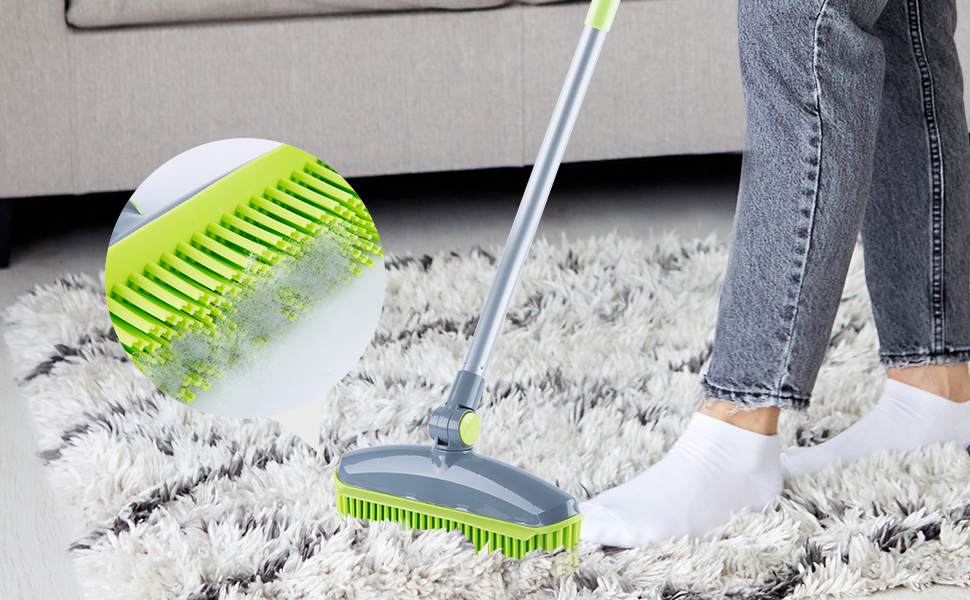 Rubber Broom with Squeegee for Pet Hair Removal