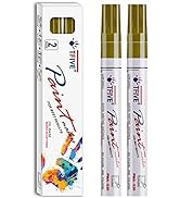 Gold Permanent Paint Marker Pens - 2 Count Oil Based Marker Pen, Medium Tip, Waterproof & Quick D...