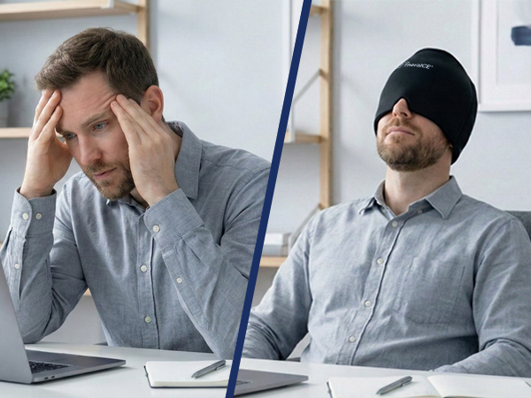TheraICE Headache Hat migraine mask—cooling therapy for pain, tension, sinus, puffy eyes