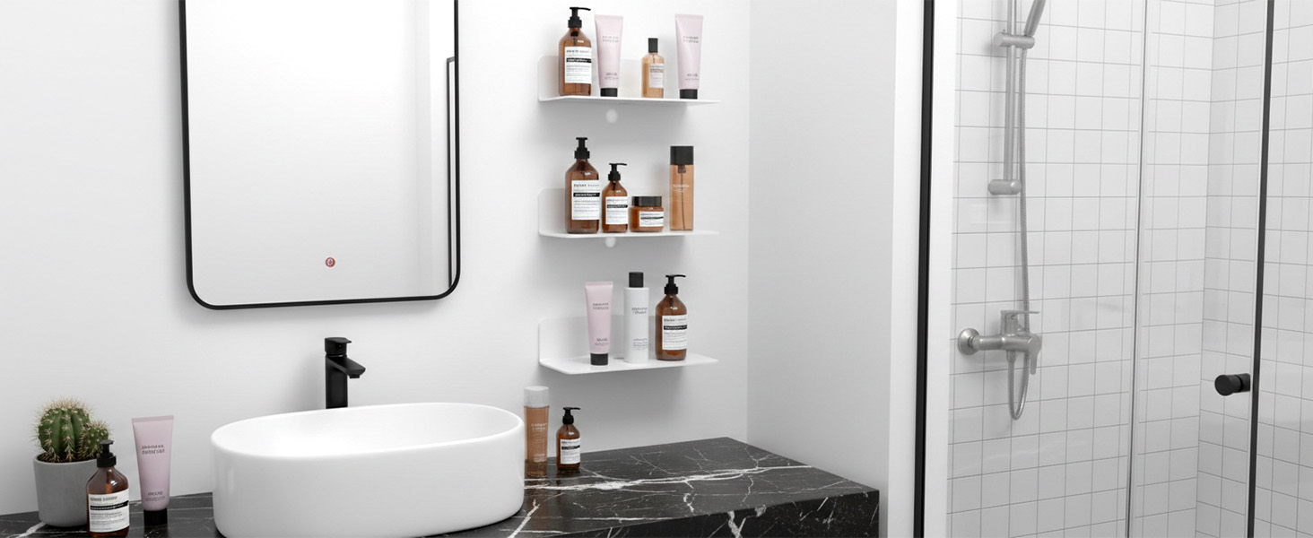 floating shelves bathroom