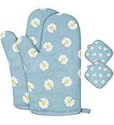 AUAUY Oven Mitts and Pot Holders, 392°F Heat Resistant Cooking Gloves and Hot Pads, Baking Mitten...