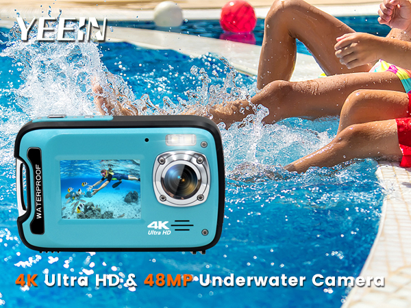 underwater camera 4K ULTRA HD 48 MP dual screen waterproof camera