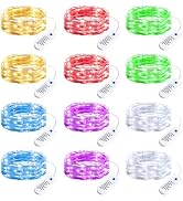 Minetom 12 Pack Fairy Lights Battery Operated String Lights, 8 Modes & Timer, 7ft 20LED 6 Colors ...