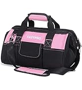 FASTPRO 14-Inch Pink Tool Bag for Women, Zip-top Wide Mouth Open Tool Organizer, with Adjustable ...