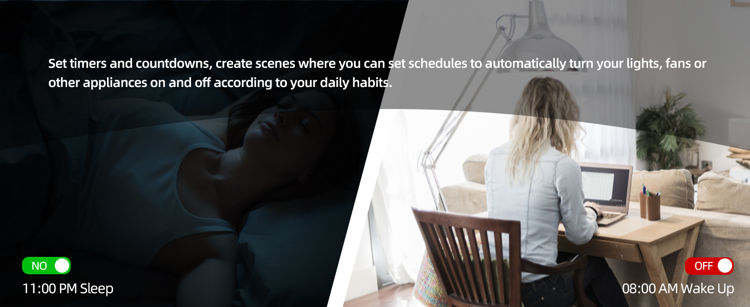 Dimly lit room with person sitting at desk. Partial text visible but unclear.