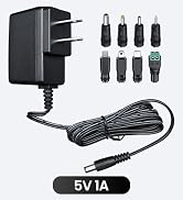 UL Listed 5V 1A 1000mA 6FT Power Supply Adapter with 8 Tips, Horizontal Wall Plug, 5W 0.5A 0.8A A...