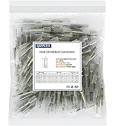 100 Pcs Clear Heat Shrink Butt Connectors, 26-24 AWG Marine Grade Insulated Crimp Wire Connectors...