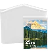 Svaldo 25 Pack Sheet Protectors for Artwork 9x11.8" - Acid Free Clear Plastic Sleeves for Paper, ...