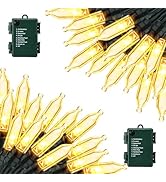 Lomotech Battery Operated Christmas Lights - 2 Pack Total 33ft 100LEDs Mini String Lights 8 Modes...