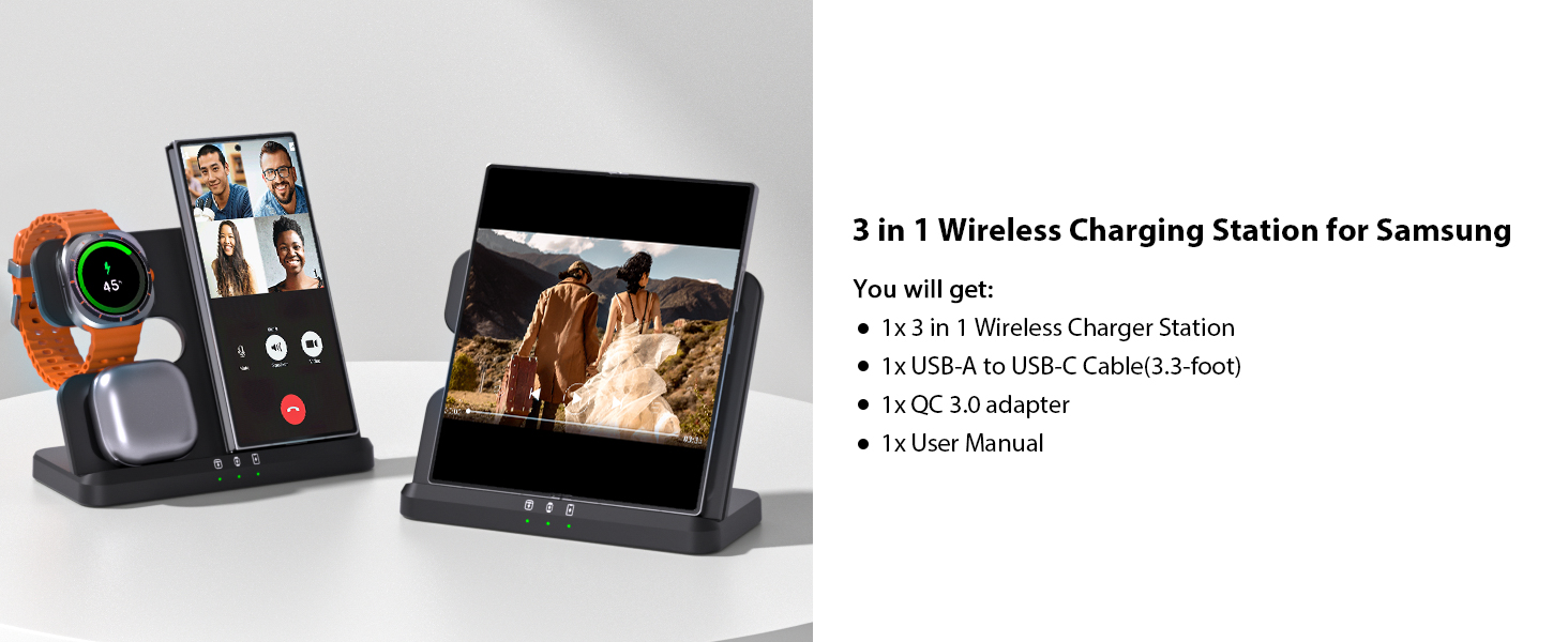 3 in 1 wireless charging station for samsung